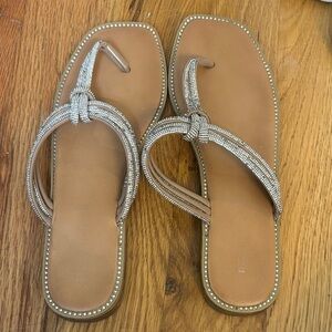 Madden Girl Tan Sandals with Rhinestone Accents